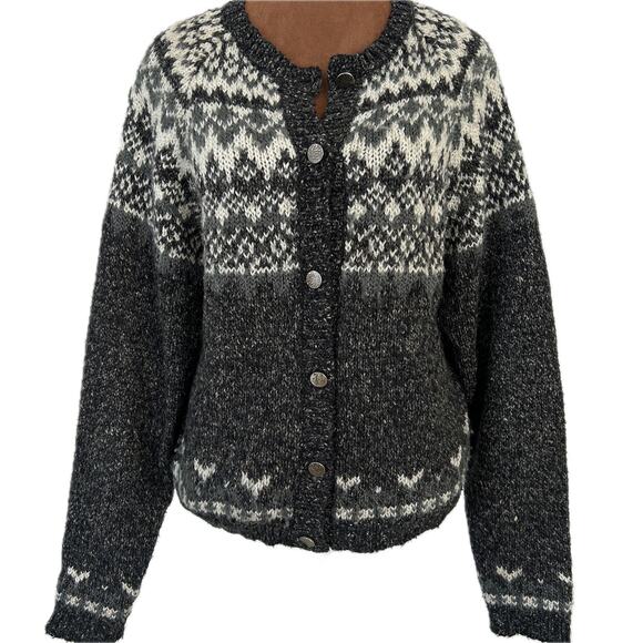 Vintage D.D. Sloane Sweater Sz. Small Winter Cozy Ski Cottagecore Gray & White - Picture 1 of 8